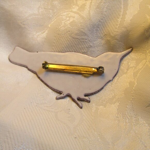 Nuthatch Enamel on Copper Brooch - Picture 4 of 4